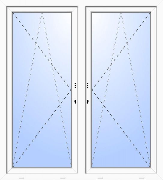 Kunststoff Balkontür &quot;DANIEL&quot; 74 mm 2-fach Verglasung symmetrisch Dreh-Kipp / Dreh-Kipp fester Pfosten 2-flügelig (abschließbar)