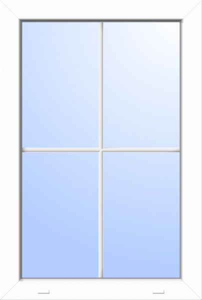 Kunststoff Fenster &quot;FRANZ&quot; 74 mm 2-fach Verglasung fest verglast 4 Sprossenfelder