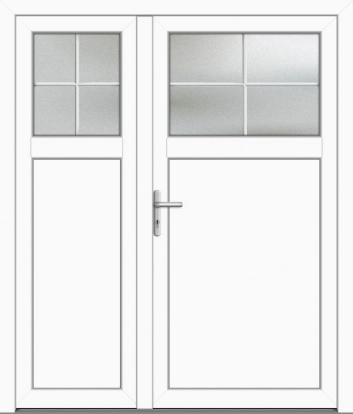 Kunststoff Nebeneingangstür "ANTONIA-J" 60 mm 2-flügelig asymm 4 Sprossenfelder