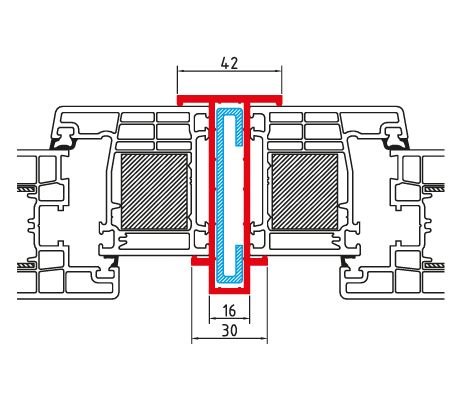 Statik-Kopplungsprofil inkl. Stahl für Türen der Stärke 60 mm