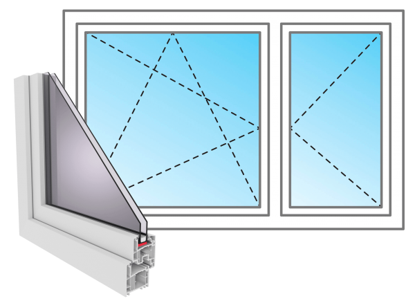 PVC Fenster G74 innen öffnend Din links: Linker Flügel dreh