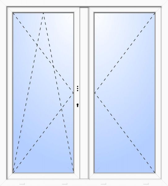 Kunststoff Balkontür &quot;PATRICK&quot; 74 mm 3-fach Verglasung symmetrisch Dreh-Kipp / Dreh Stulp 2-flügelig (abschließbar)